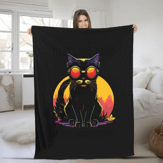FELINE Fine | Cat Lover Summer Animal Beach Party Fleece Blankets
