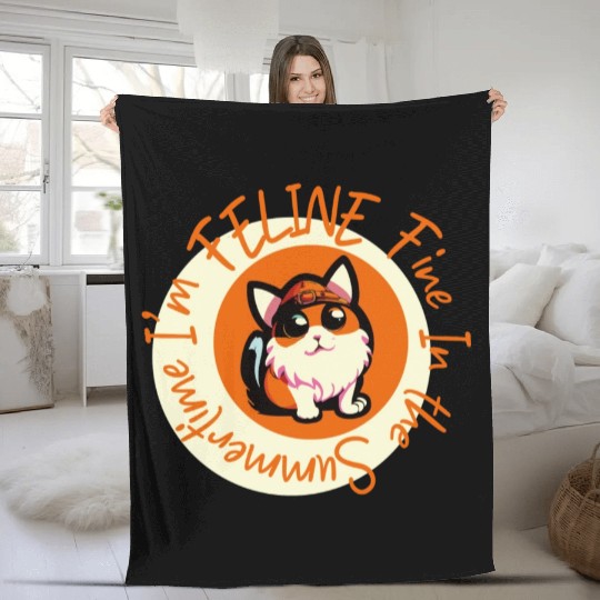 I'm FELINE Fine | Cat Lover Summer Animal Party Fleece Blankets