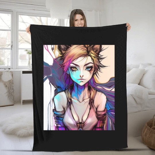 lady punk Fleece Blankets