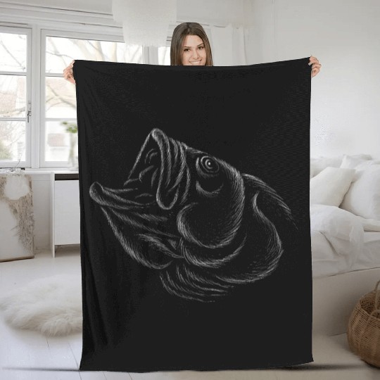 The head drawing fish Premium Fleece Blankets