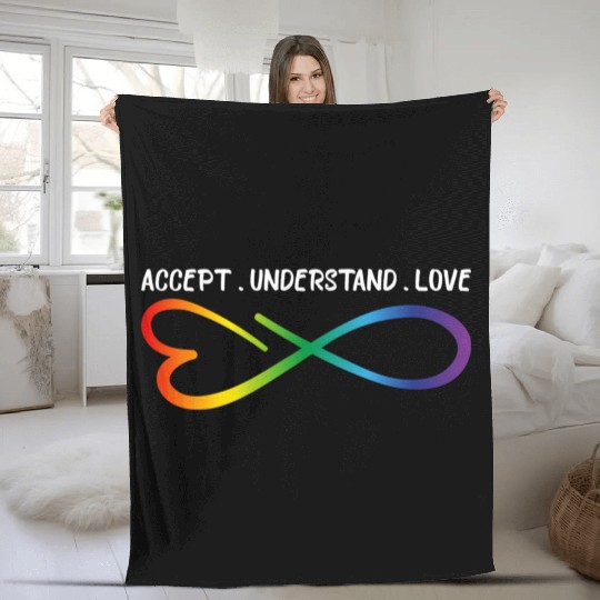 Accept Understand Love Neurodiversity Infinity Aut Fleece Blankets
