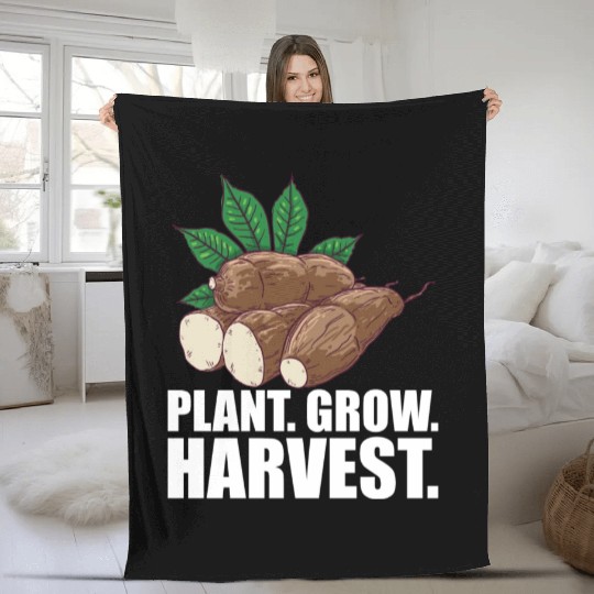Cassava Farmer Plant Grow Harvest W Fleece Blankets