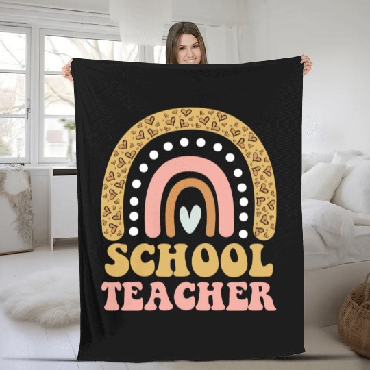School Teacher Rainbow School Teachers Fleece Blankets