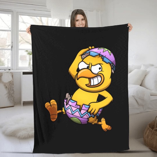Running Little Chick In An Easter Egg Fleece Blankets