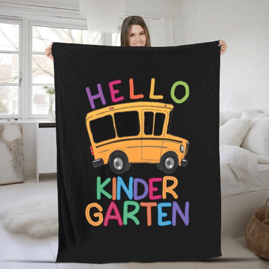 hello kindergarten Fleece Blankets print template school bus