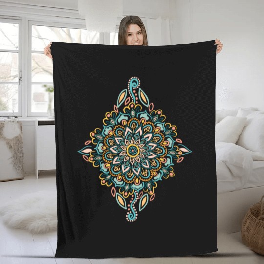 Retro Spring Folk Art Diamond Fleece Blankets