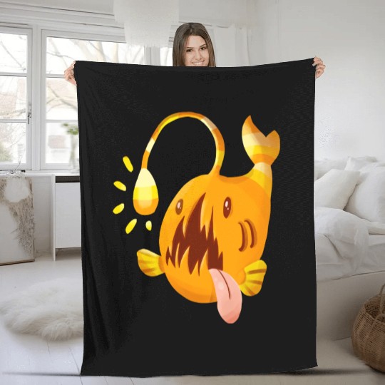 The Orange Candy Corn Angler Fish Fleece Blankets