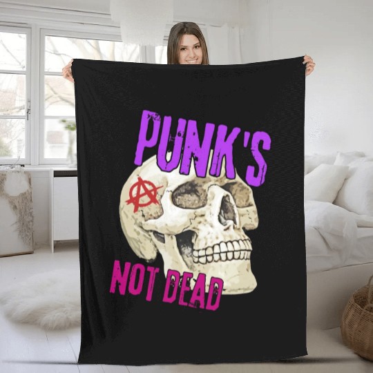 Skull Punk's Not Dead Fleece Blankets