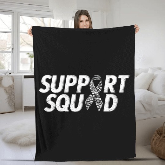 Support Squad Zebra Ribbon Carcinoid Cancer Awaren Fleece Blankets