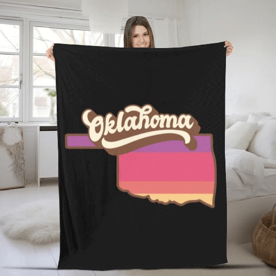Oklahoma Retro USA Fleece Blankets