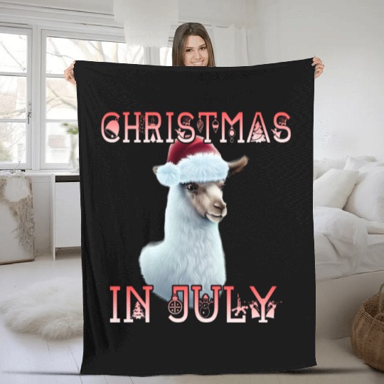 Festive alpaca - Christmas in July Fleece Blankets