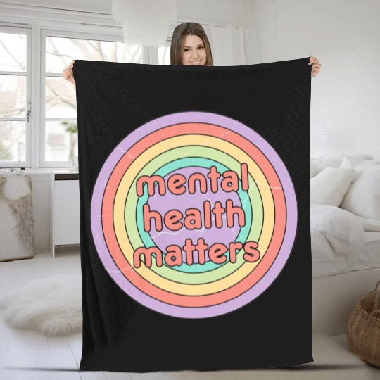 Mental Health Matters | Retro Circle Peach Candy Fleece Blankets
