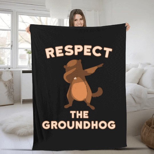 Dabbing Groundhog Day Respect the Groundhog Funny Fleece Blankets