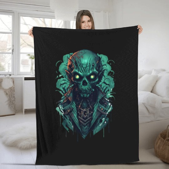 Green Toxic Zombie RPG Game Style Fleece Blankets
