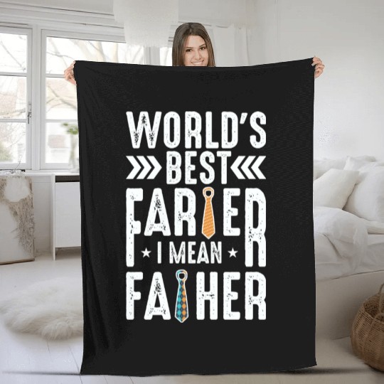 World s Best Farter I Mean Father Funny Dad Joke Fleece Blankets