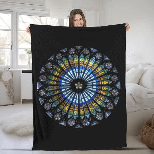 Strasbourg Cathedral France Dala Stained Glass Win Fleece Blankets