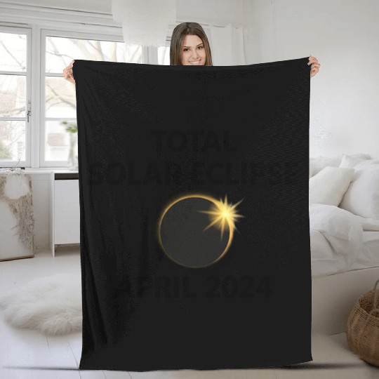 Solar Eclipse 2024 Texas Illinois Ohio Arkansas TX Fleece Blankets