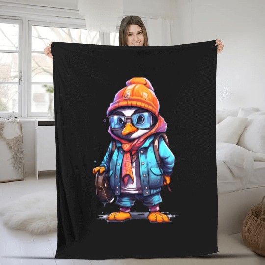Cute Penguin Cartoon Fleece Blankets