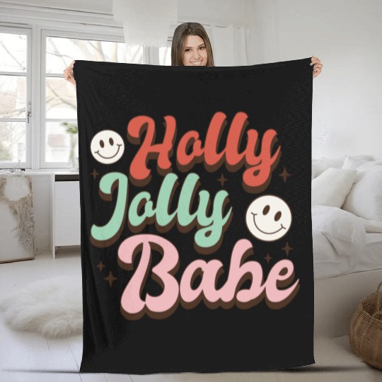 Holly Jolly Babe Fleece Blankets
