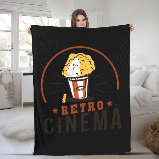 Retro Cinema Popcorn Fleece Blankets