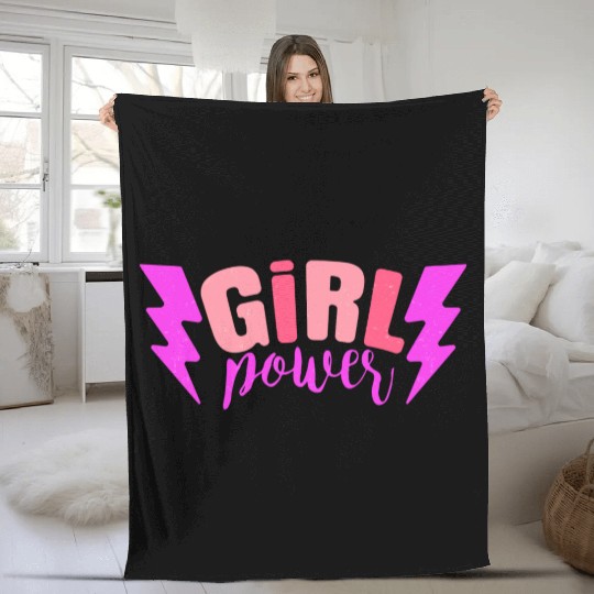 Preppy Room Decor Girl Power Quote With Lightning Fleece Blankets