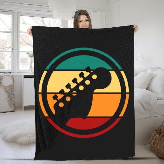 Retro Vintage Guitar Handle 80s Fleece Blankets