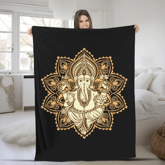 Ganesha Hindu God Hinduism Yoga India Bali Lover Fleece Blankets