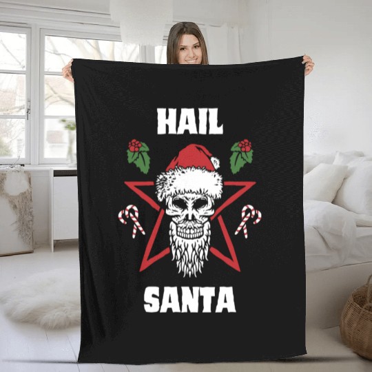 Hail Santa Funny Christmas Design For People Who Fleece Blankets