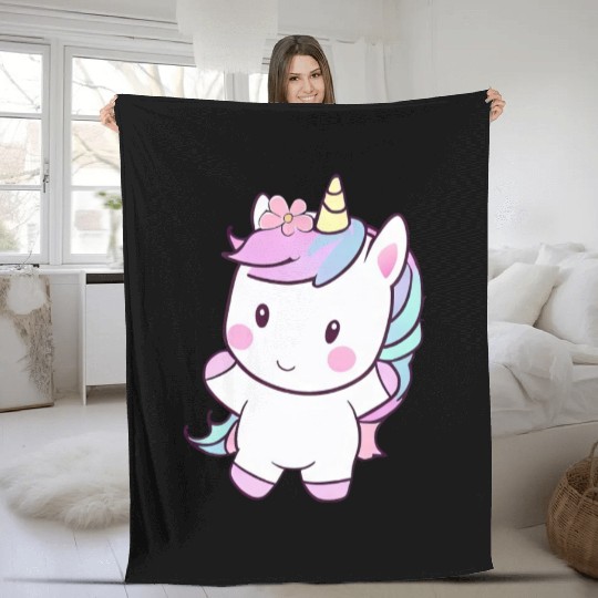 Cute Dancing Unicorn, Joyful Fantasy Design Fleece Blankets