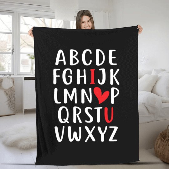 ABC Chalk Alphabet I Love You English Teacher Vale Fleece Blankets