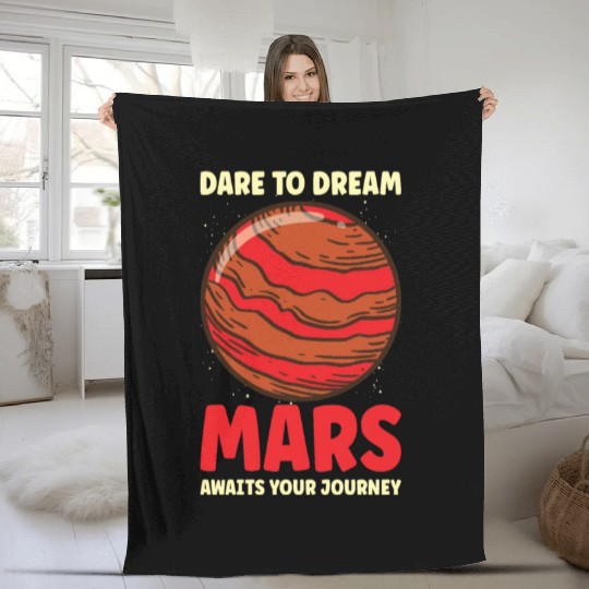 Mars Explore Astronaut Astronomy Solar System Fleece Blankets
