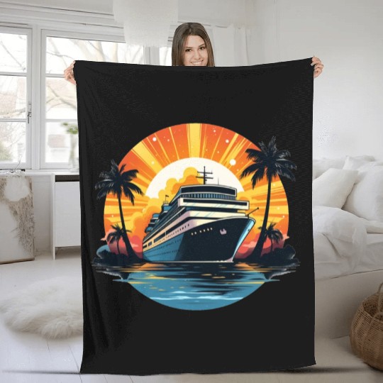 Cruise Ship, Family Vacation, cruise, travel Fleece Blankets
