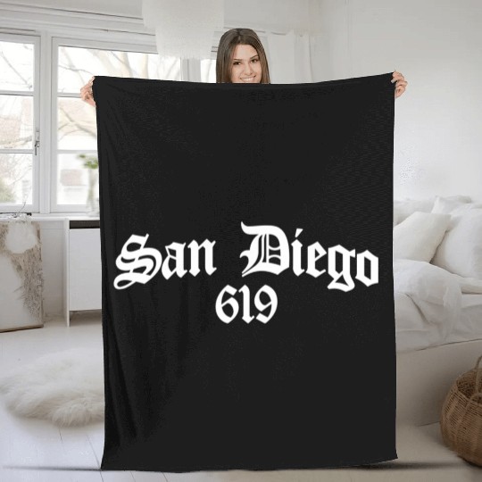 San Diego 619 Chicano Latino Style Area Code Fleece Blankets