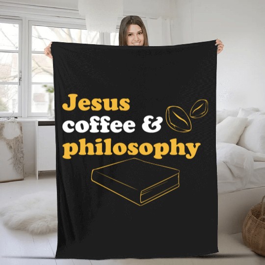 Philosophy Jesus Teacher Science Book Coffee Fleece Blankets