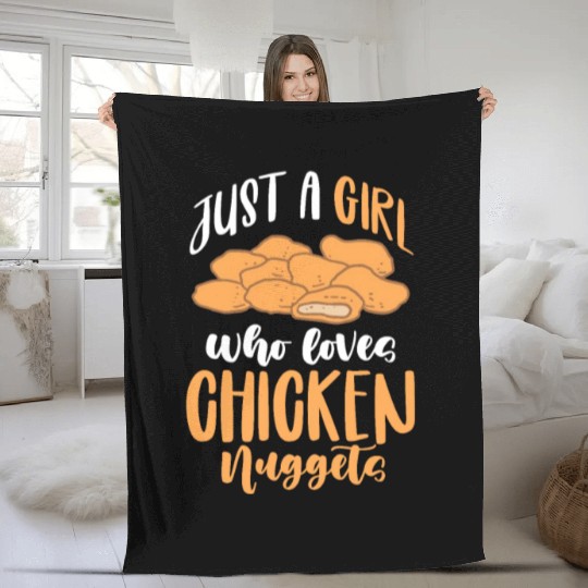 Just A Girl Who Loves Chicken Nuggets Fleece Blankets