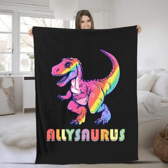 Allysaurus LGBT Dino Transgender Lesbian Gay Pun Fleece Blankets