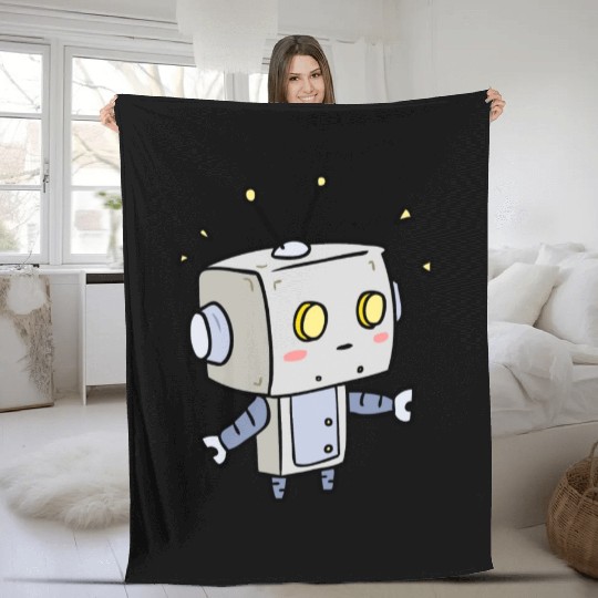 Cute Robot Kid Blushing Fleece Blankets