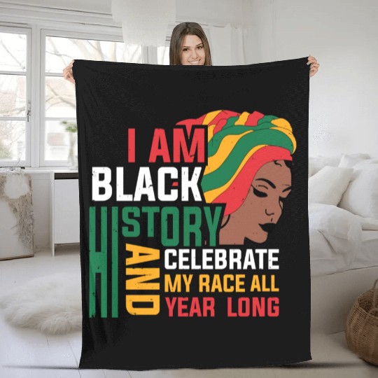 I am Black History Black History month tumblr Fleece Blankets