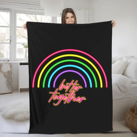 Better Together Neon Rainbow vintage Fleece Blankets