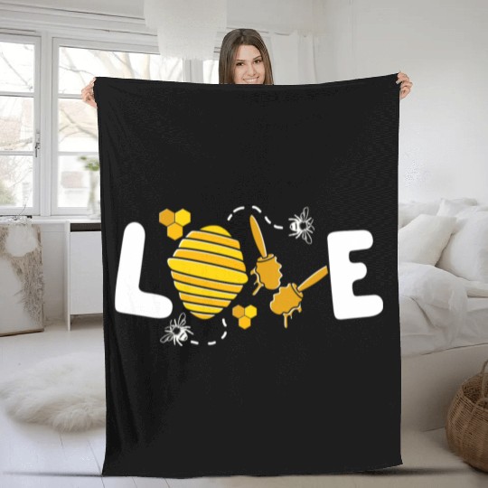 Save The Bees Bumblebee Love Bees Fleece Blankets