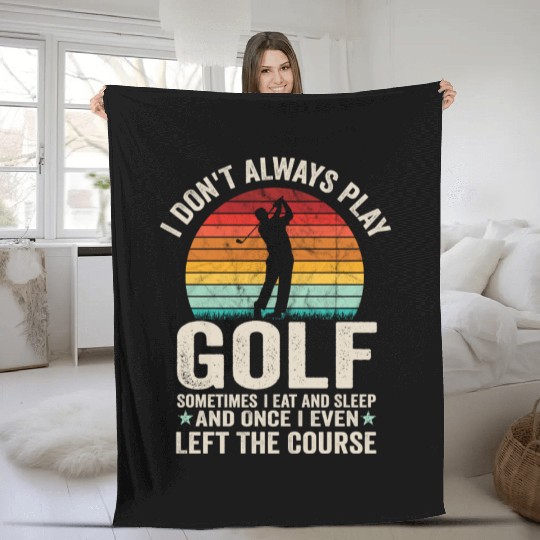 Fathers Day Gifts For Golf Dad Funny Golf Meme Fleece Blankets