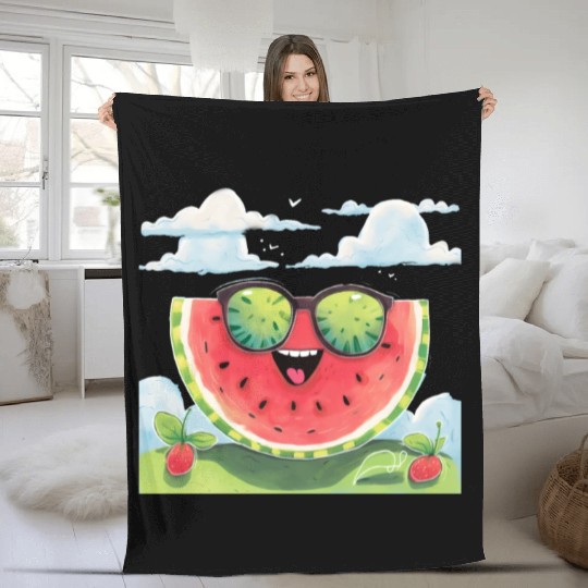 Cute Watermelon Party Summer Melon Fruit Fleece Blankets