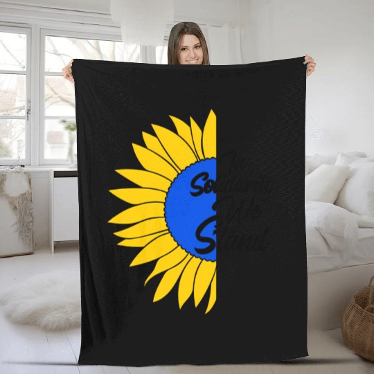 Solidarity With Ukraine Sunflower For Ukrainian Fleece Blankets