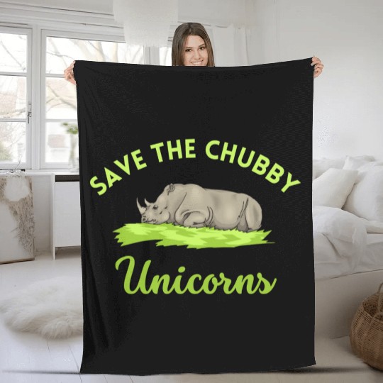 Save The Chubby Rhinos Save The Rhinos Sleeping Fleece Blankets