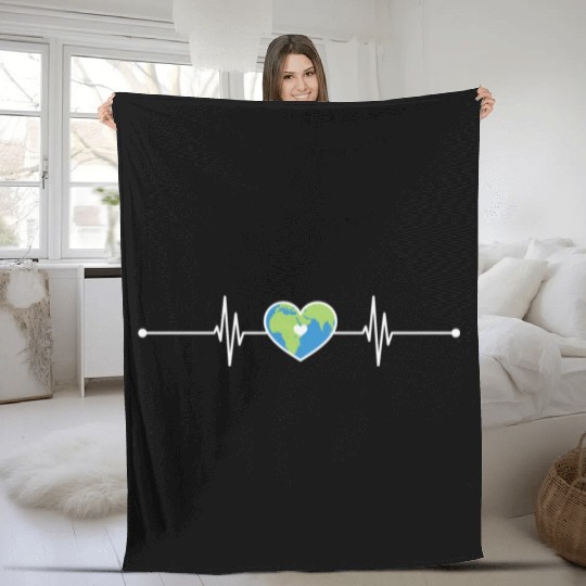 Heart Beat Earth Fleece Blankets