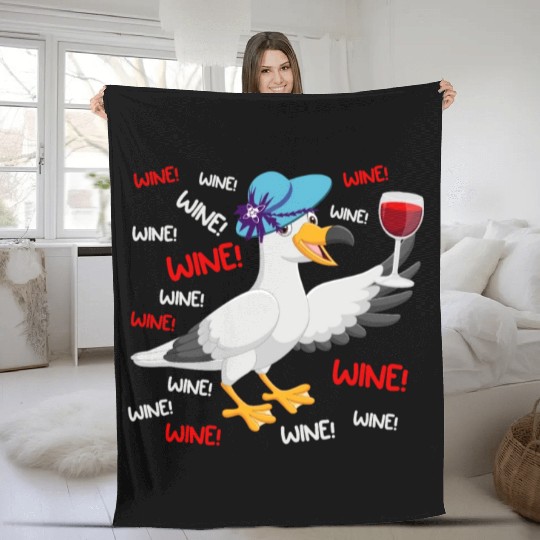Seagull Fleece Blankets Wine Lover North German Seagulls