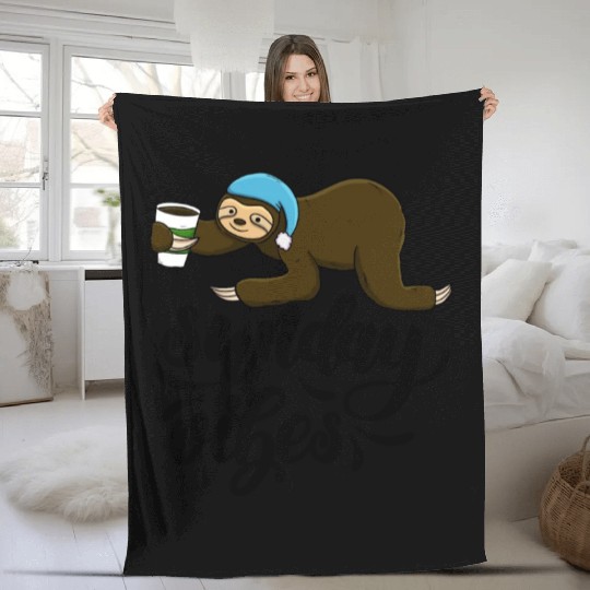 Sunday Vibes Sloth Fleece Blankets