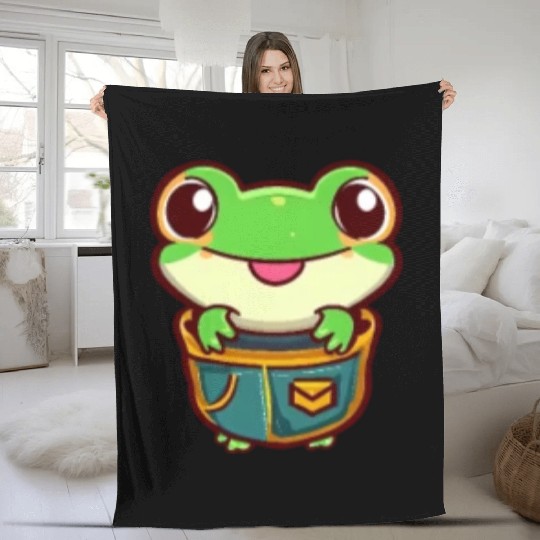 Frog in the bag Fleece Blankets
