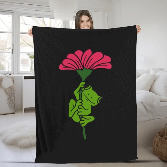 Flower Frog Fleece Blankets