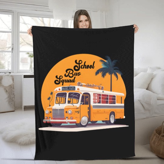 The Nature School bus Fleece Blankets design